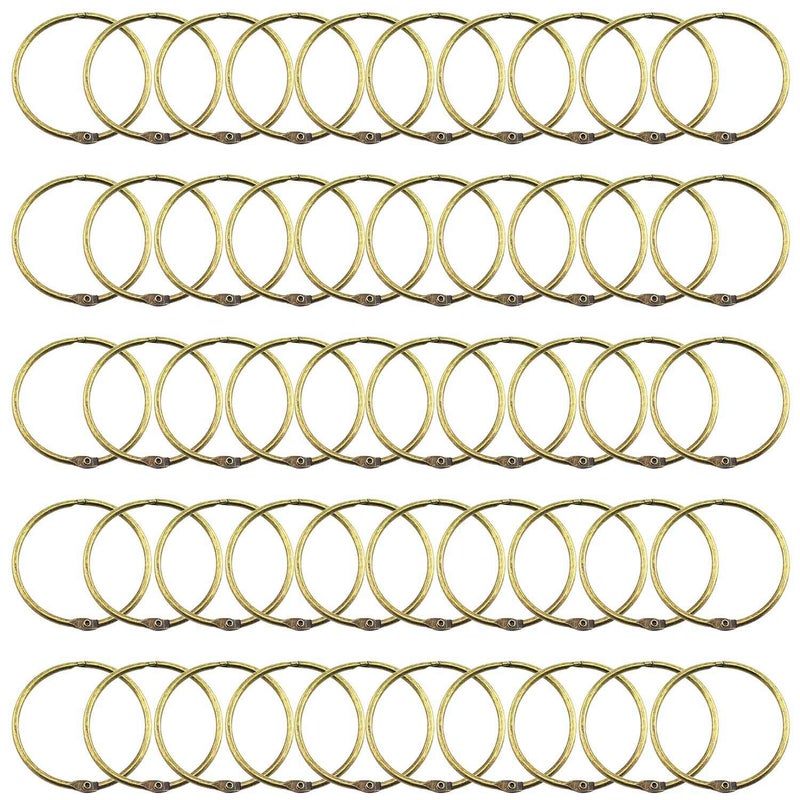 Lind Kitchen 50PCS 2" Book Ring Metal Loose Leaf Binder Hinged Buckle Binding Rings Scrapbook Sketchbook Craft Photo Album DIY Bronze 51mm - Image 1